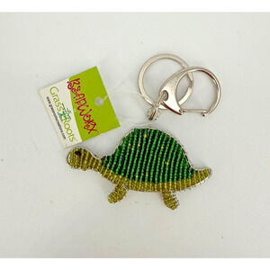 Disney Animal Kingdom Beadworx GrassRoots Keyring - Green and Yellow Turtle NEW